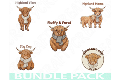 Highland Cow Png Bundle, 5 Highland Cow Sublimation Designs Product Image 1
