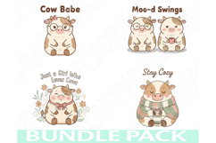 Cute Cow Png Bundle, Cow Sublimation Designs, Cozy Cow Png Product Image 1