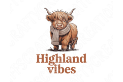 Highland Vibes Png, Cozy Western Highland Cow Png Design Product Image 8
