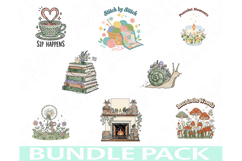 Cottagecore Cozy Life Png Bundle Sip Happens Whimsical Quote Product Image 1