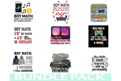 Boy Math Png Bundle, Funny Boy Math Quotes, Trendy Meme Png Product Image 1