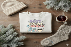 Cozy Socks and Cocoa PNG, Winter Quote PNG, Hot Chocolate Product Image 1