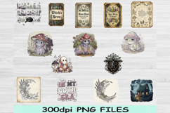 Goth Cottagecore PNG Bundle, Dark Academia Aesthetic, Witchy Product Image 1