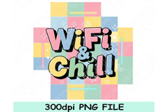 WiFi &amp; Chill Png, Cute Retro Pastel Aesthetic Quote Design Product Image 6