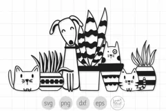 Cats, Dog and Plants SVG, Pets with Plants Png Product Image 1