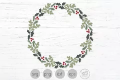 Christmas Wreath Svg, Holiday Wreath Png, Holly Wreath Svg Product Image 1