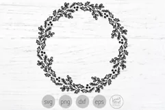Christmas Wreath Svg, Holiday Wreath Png, Holly Wreath Svg Product Image 1