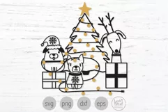 Christmas Tree Dogs Svg, Holiday Dogs and Presents Png Product Image 1