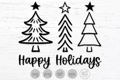 Happy Holidays Svg, Christmas Trees Svg, Holiday Quote Svg Product Image 1