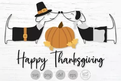 Happy Thanksgiving Dogs Svg, Fall Dachshunds Png Clipart Product Image 1