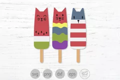 Popsicle Cats svg, Summer Ice Cream Svg, Funny Cats Svg Product Image 1