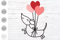 Dog Valentine Svg, Dachshund Svg Cut File, Valentine Dog Png Product Image 1