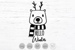 Hello Winter Bear Svg, Christmas Bear Png, Holiday Bear svg Product Image 1