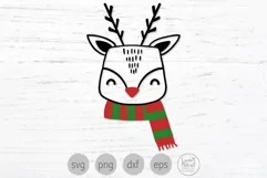 Winter Reindeer Svg, Red Nosed Reindeer Png, Christmas Deer Product Image 1