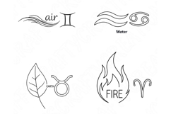 Zodiac Element Line Art Png Bundle, Astrology Element Symbol Product Image 1