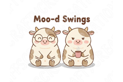 Moo-d Swings Png, Funny Cow Png, Cute Cow Png Coffee Cow Png Product Image 2