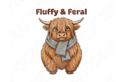 Fluffy and Feral Highland Cow Png, Funny Highland Cow Png Product Image 6