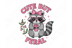 Cute But Feral PNG, Funny Raccoon PNG, Raccoon with Bow Png Product Image 9