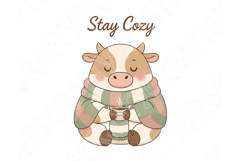 Stay Cozy Png, Cute Cow Png, Cozy Cow Design, Winter Cow Png Product Image 8