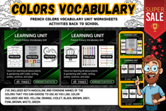 French Colors Vocabulary Unit Worksheets activities Product Image 1