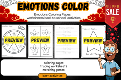 Emotions Coloring Pages Worksheets activities for kids Product Image 1