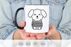 Cute Bichon Frise SVG, Cute Puppy in Sweater svg Product Image 5
