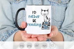 Cat with Books Svg, I'd Rather Be Reading Png, Book Lover Product Image 4