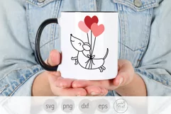 Dog Valentine Svg, Dachshund Svg Cut File, Valentine Dog Png Product Image 2