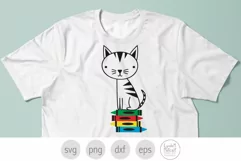 Cat with Crayons Svg, Preschool Png, School Svg Cut File Product Image 3