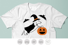 Halloween Dachshund SVG, Dog Witch and Pumpkin Png Product Image 2
