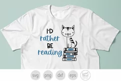 Cat with Books Svg, I'd Rather Be Reading Png, Book Lover Product Image 3