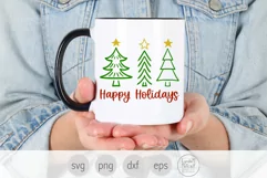 Happy Holidays Svg, Christmas Trees Svg, Holiday Quote Svg Product Image 3
