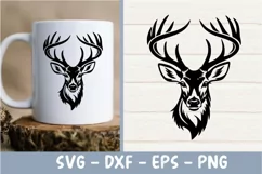 Deer Head SVG PNG, Deer antlers, Cricut, Silhouette cut file Product Image 1