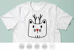 Reindeer Cat Svg, Red Nose Christmas Cat, Winter Kitty Png Product Image 3