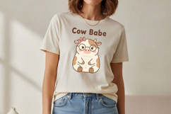 Cow Babe Png, Cute Cow Png, Cow Clipart, Kawaii Cow Png Product Image 1