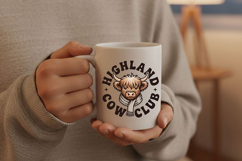 Highland Cow Club Png, Cute Western Highland Cow Logo Png Product Image 5