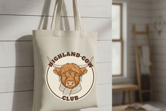 Highland Cow Club Png, Cute Highland Cow Logo Png, Western Product Image 9