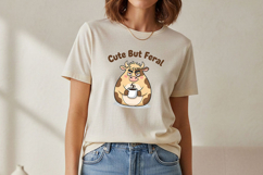 Cute But Feral Cow Png, Funny Coffee Cow Clipart, Moody Farm Product Image 1
