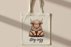 Stay Cozy Highland Cow Png, Cute Highland Cow Sublimation Product Image 7