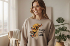 Grow Toward the Light Png, Sunflower Butterfly Png Quote Product Image 3