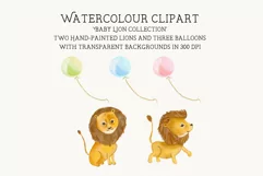 Baby Lion. Watercolor little animal clipart, cub, jungle Product Image 2