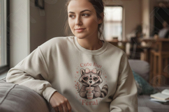 Cute But Feral PNG, Funny Raccoon PNG, Raccoon with Bow Png Product Image 11