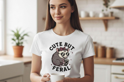 Cute But Feral Possum Png, Funny Opossum With Coffee Png Product Image 8