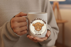 Highland Cow Club Png, Cute Highland Cow Logo Png, Western Product Image 3