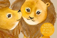 Baby Lion. Watercolor little animal clipart, cub, jungle Product Image 3
