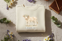 Cottage Cow Png, Floral Cow Illustration, Cottagecore Farm Product Image 1