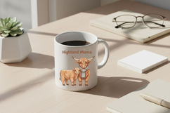 Highland Mama Png, Highland Cow Mom Png, Cute Cow and Calf Product Image 2