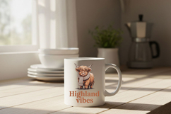 Highland Vibes Png, Cozy Western Highland Cow Png Design Product Image 5