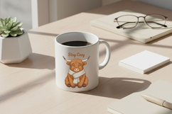 Stay Cozy Highland Cow Png, Cute Highland Cow Sublimation Product Image 9