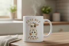 Cute But Feral Cow Png, Funny Cow Sublimation Design Quote Product Image 4